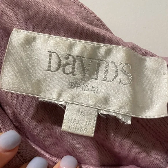 David’s Bridal excellent condition long off should pleated dress color quartz - Picture 3 of 5